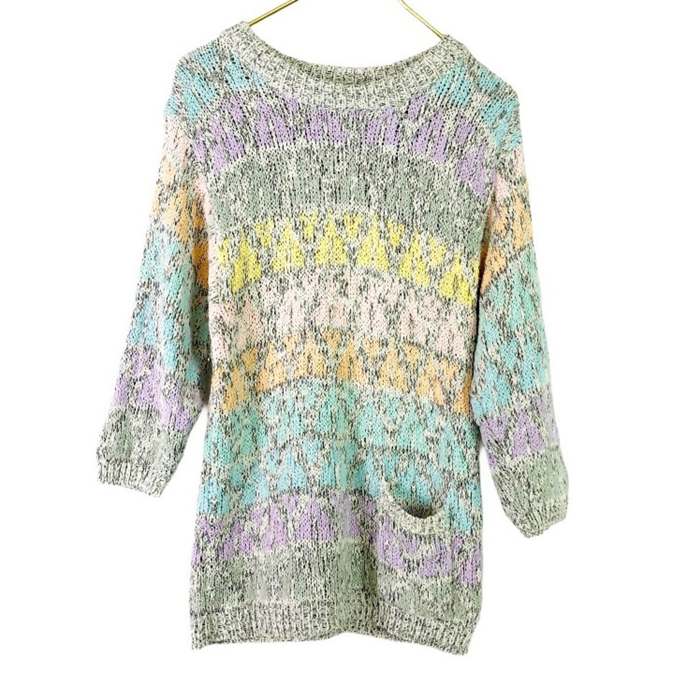 VINTAGE Rad Pastel Rainbow Longline Knit Sweater